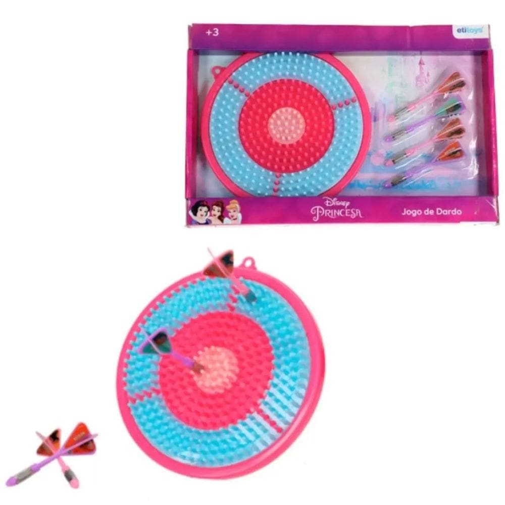 Jogo De Dardos Alvo Rosa Princesas 5 Peças Etitoys