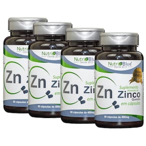 Kit c 4 suplemento zinco quelato 400mg 60 cápsulas nutriblue