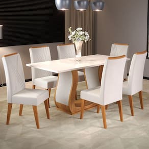 Mesa de Jantar 6 Lugares Camboja Blonde/Marfim - Panorama Móveis