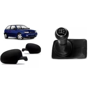 Par capa retrovisor + kit coifa manopla câmbio gol g2 95/99