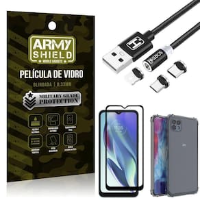 Capinha moto g50 5g + cabo magnético 2m + pelicula 3d