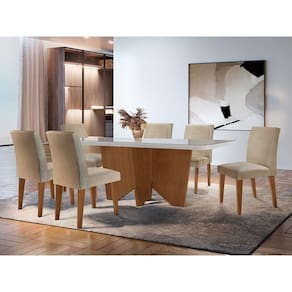 Sala De Jantar Mesa Canto Copo Com 6 Cad Grecia Rufato Turim