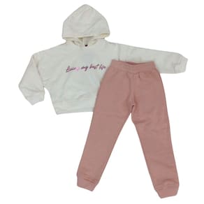 Conjunto moleton fem infantil Vrasalon cru/rosa