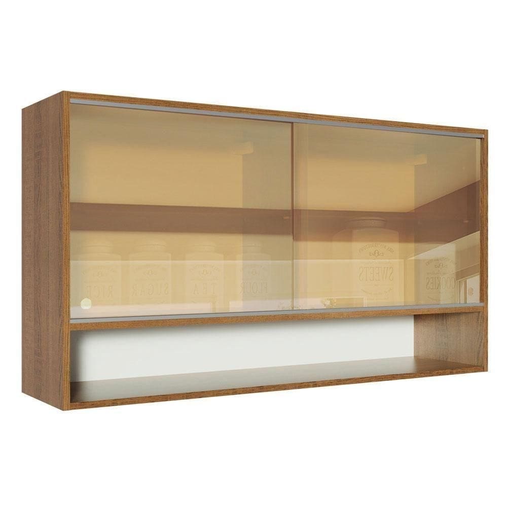 Aéreo Glamy 2 Portas de Correr Vidro e 1 Nicho Rustic Madesa