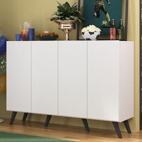 Aparador Buffet 4 Portas Retrô Alemanha Br3556 Branco Preto