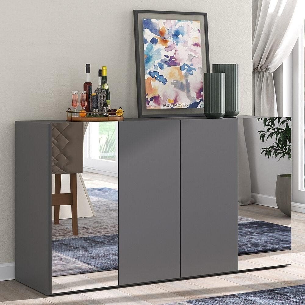 Aparador Buffet Com Espelho Vegas Grafite