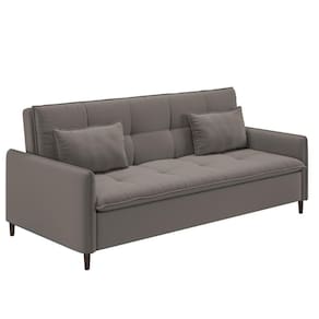 Sofá Cama Reclinável 3 Lugares E Almofadas Inclusas Multimóveis Cr45239 Bege Bege