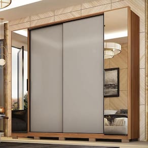 Guarda Roupa Casal Ambiente Laredo Amêndola Touch Nude Prime Flex com Pés - Demartez