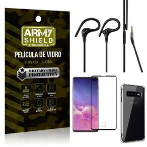 Capinha samsung s10 plus + fone sport hs92 + pelicula 3d