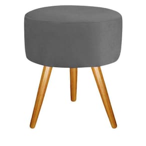 Puff banqueta para sala cinza pé palito 50 cm altura