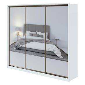 Guarda Roupa Casal Spazio com Espelho Super Glass 270 Branco Brilho - Lopas