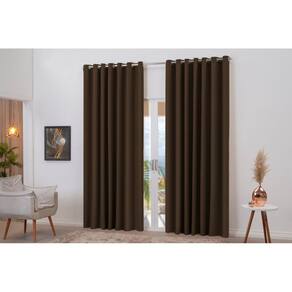 Cortina blackout tabaco franzida 4m x 2,80m decoração luxo