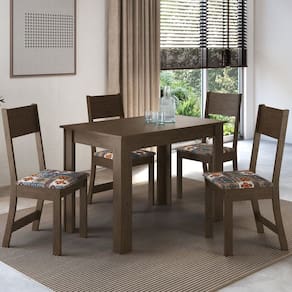Conjunto Sala de Jantar 1 Mesa 4 Cadeiras Versalhes Noce/Alaska