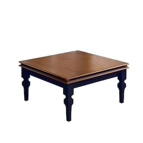 Mesa de Centro Manchester 2039 Linz Móveis - Azul Petróleo/Imbuia Glazer