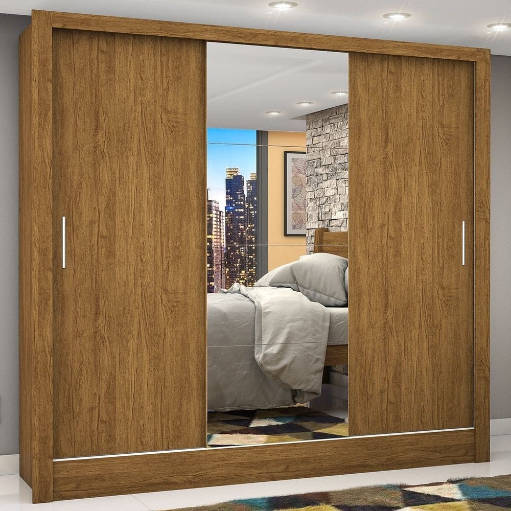 Guarda-roupa Casal 3 Portas com Espelho Porto Plus Espresso Móveis Cinamomo