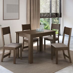 Conjunto Sala de Jantar 1 Mesa 4 Cadeiras Versalhes Noce
