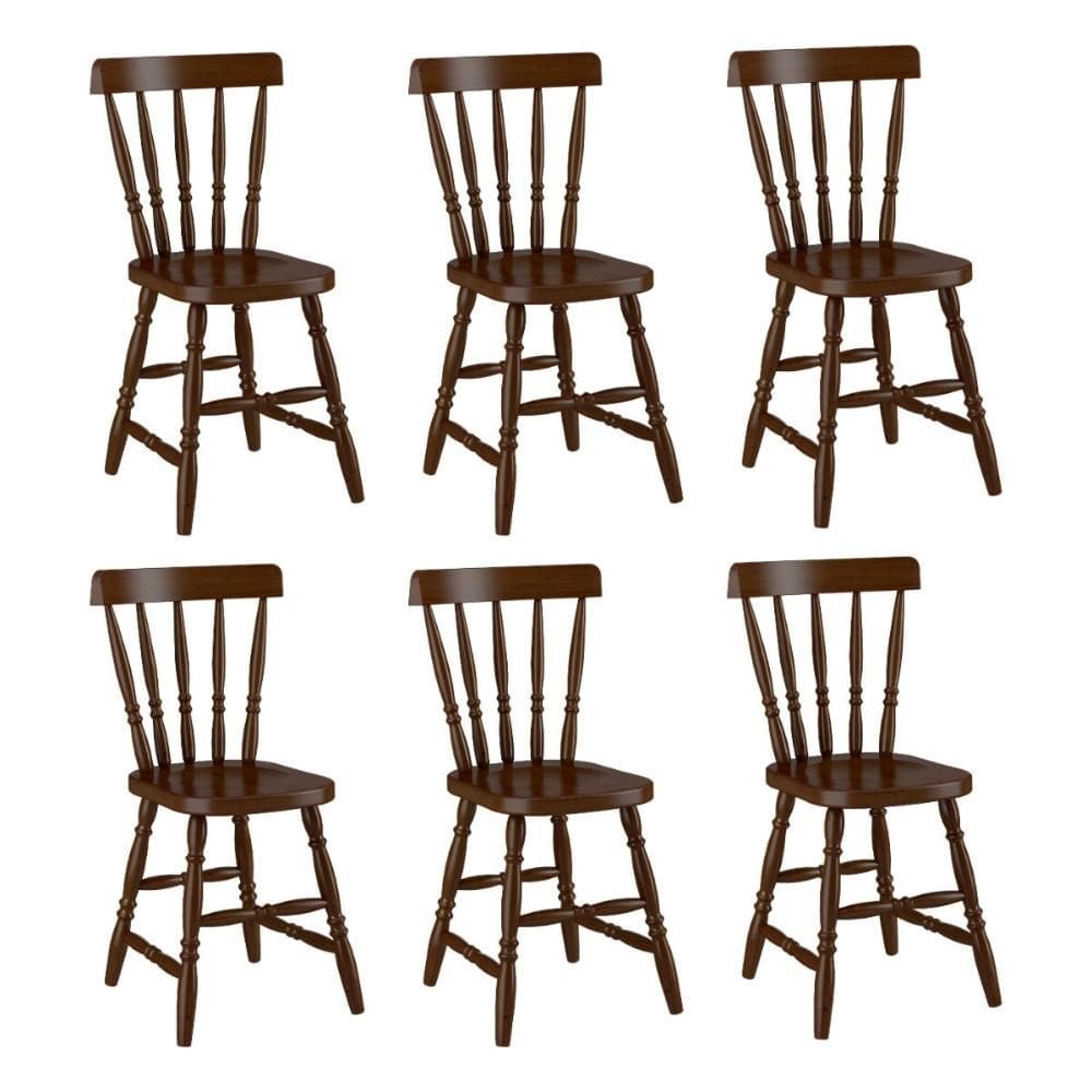 Conjunto com 6 Cadeiras de Jantar Madeira Maciça Multimóveis CR50089