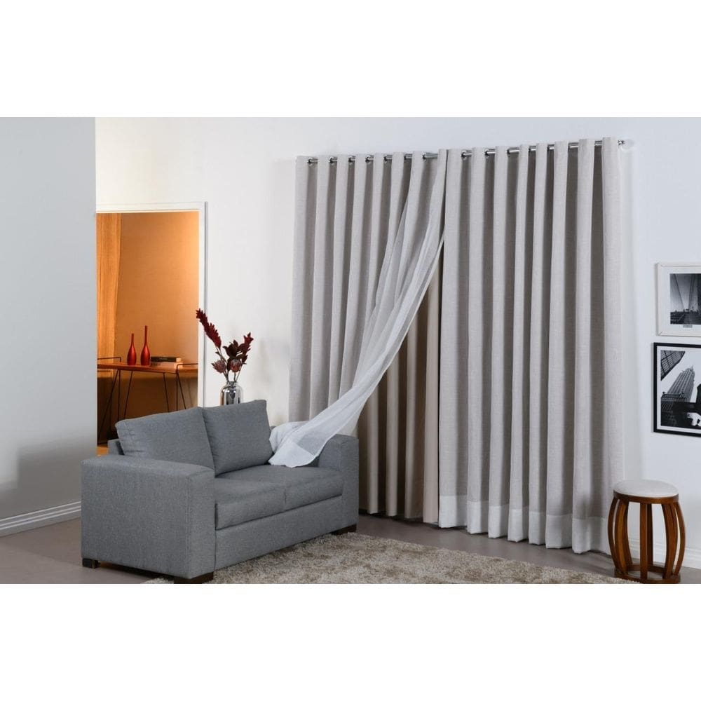 Cortina gaze de linho blackout 3,0mx2,7m sala/quarto p varão