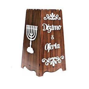 Gazofilácio Dízimos E Ofertas Igreja Em Mdf Marrom Menorá