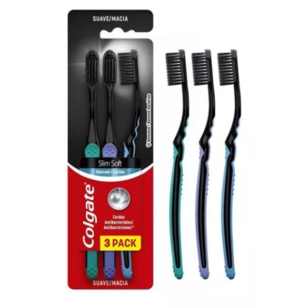 Escova dental colgate slim soft black kit com 3 unidades