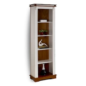Torre Manchester 04 Prateleiras de Madeira 2034 Linz Móveis - Branco/Imbuia Glazer