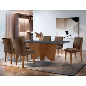 Sala Jantar Evora Copo 6 Cad. Grecia Rufato Veludo Marrom