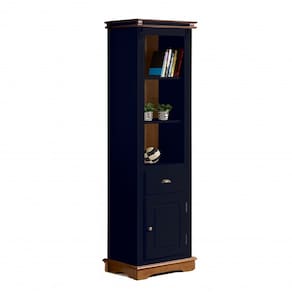Torre Manchester 01 Porta 01 Gaveta 02 Prateleiras 2035 Linz Móveis - Azul Petróleo/Imbuia Glazer