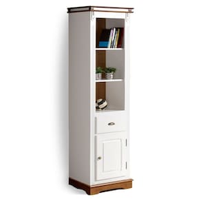 Torre Manchester 01 Porta 01 Gaveta 02 Prateleiras 2035 Linz Móveis - Branco/Imbuia Glazer