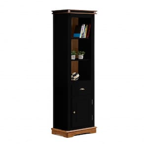 Torre Manchester 01 Porta 01 Gaveta 02 Prateleiras 2035 Linz Móveis - Preto/Imbuia Glazer