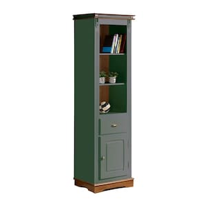 Torre Manchester 01 Porta 01 Gaveta 02 Prateleiras 2035 Linz Móveis - Verde Musgo/Imbuia Glazer