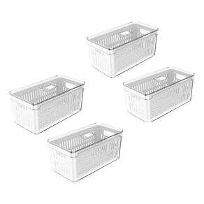 Kit 04 Potes Organizador Hermético Block 450Ml Mantimento