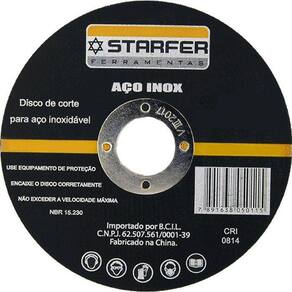 Disco De Corte Inox 9X7/8 Starfer Embalagem Kit 100 Peças