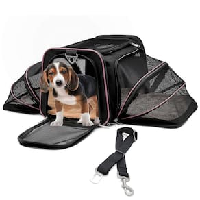 Bolsa Pet Transporte Expansível Rosa + Cinto de Segurança