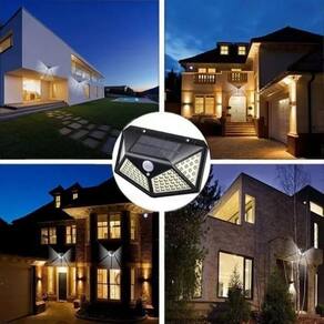 Luminária Casa 100 Leds Preto Automática Jardim