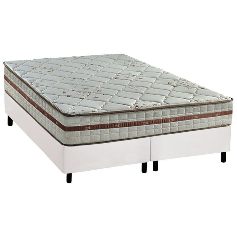 Cama Box Queen: Colchão Molas Ensacadas Anjos MasterPocket Classic + Base CRC Courano White(158x198)