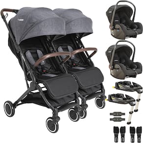 Carrinho Gemeos 2 Bebe Conforto 2 ISOFIX Kiddo Sprint Grafite