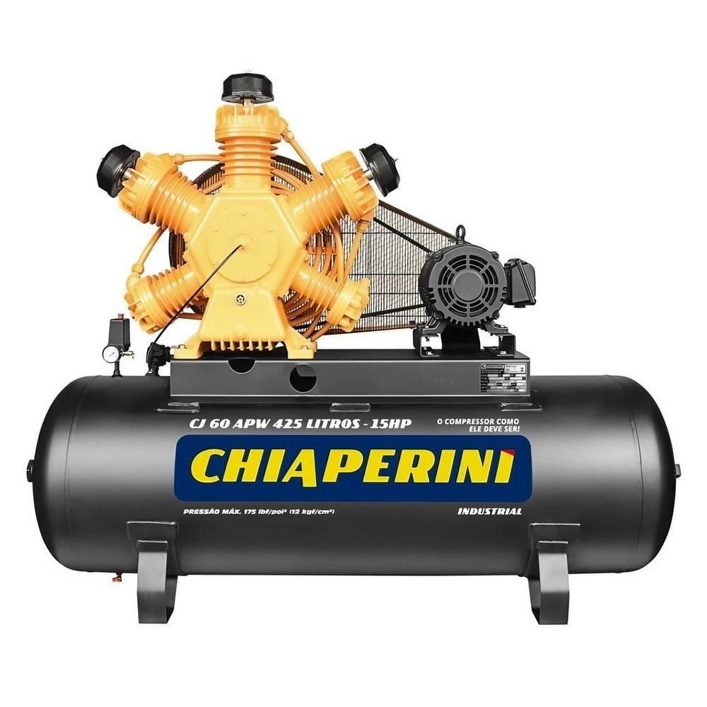 Compressor Chiaperini Cj60Apw/425 Lts 15 Cv 220/380V Trif. 175 Psi/12.3 Bar Motor Ip21 Intermitente