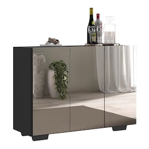 Aparador Buffet 2 Portas Com Espelho Vegas V3614 Preto