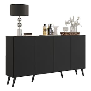 Aparador Buffet 4 Portas Retrô Veneza Multimóveis V3556 Preto Preto