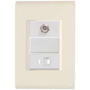 Cj Tomadas Rj45 Ethernet + Tv Coaxial Liz Bege Tramontina Completo Pronto Tramontina