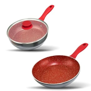 Conjunto de Panelas Redstone Frigideira 1,7 litros e Panela 2,7 litros com tampa de Vidro