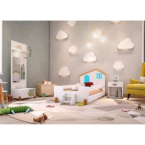 Cama Solteiro Casinha Belíssima Branca e Azul Divaloto