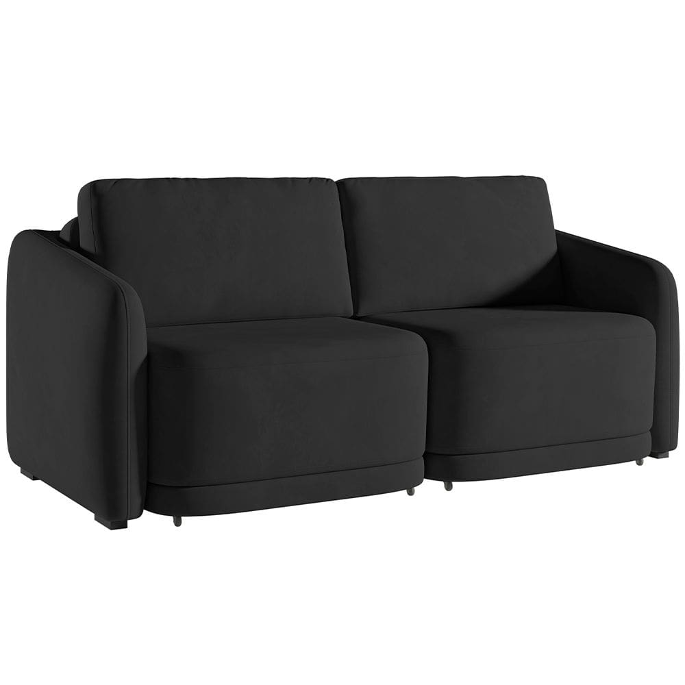 Sofá Cama para Sala de Estar 2 Lugares 216cm Montserrat K01 Veludo Preto - Lyam Decor
