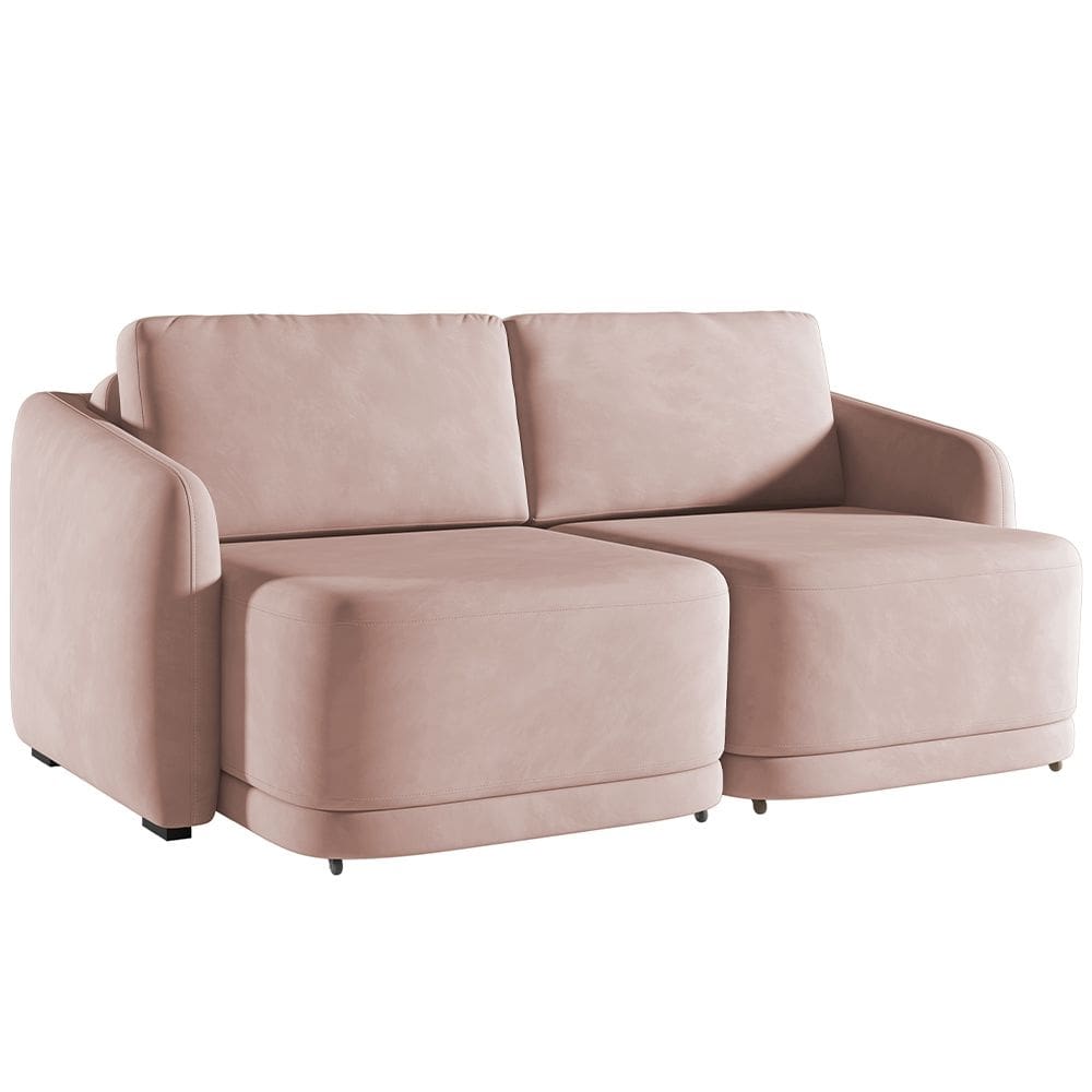 Sofá Cama para Sala de Estar 2 Lugares 176cm Montserrat K01 Veludo Rosê - Lyam Decor