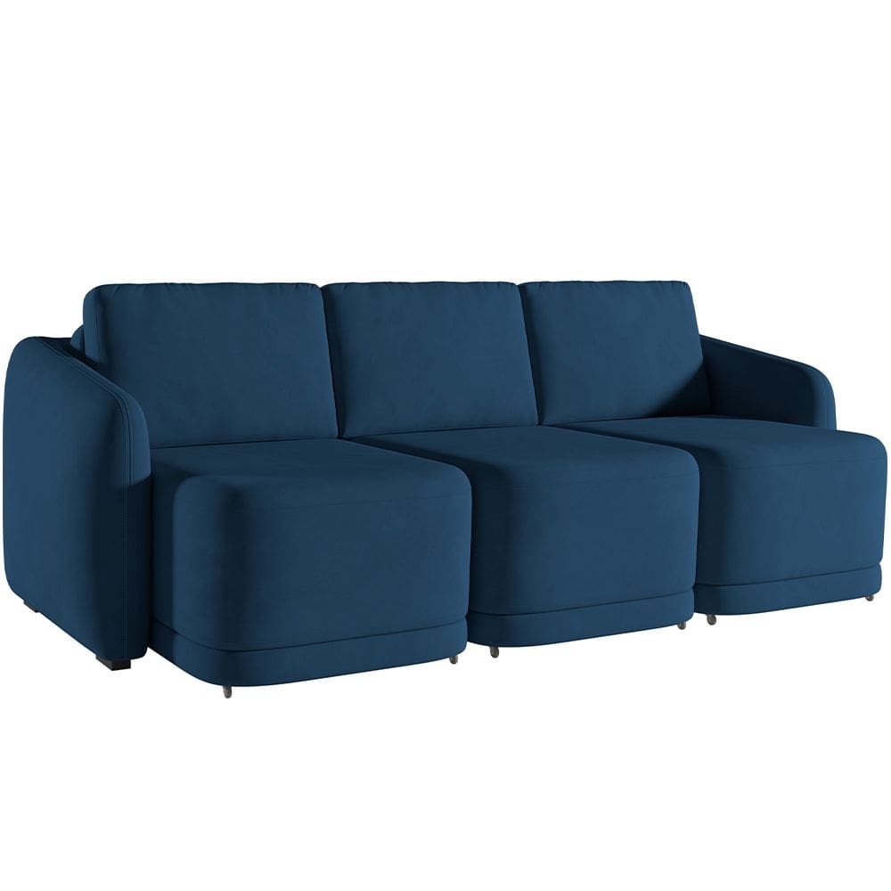 Sofá Cama para Sala de Estar 3 Lugares 276cm Montserrat K01 Veludo Azul Marinho - Lyam Decor