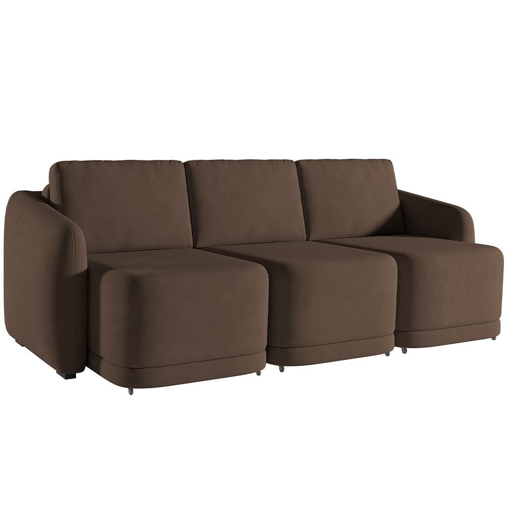 Sofá Cama para Sala de Estar 3 Lugares 276cm Montserrat K01 Veludo Marrom - Lyam Decor