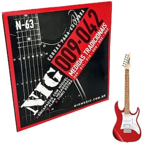 Jogo cordas guitarra 09-42 nig nickel n63 + 1 corda e mi +