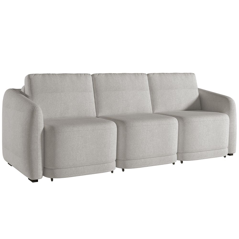 Sofá Cama para Sala de Estar 3 Lugares 306cm Montserrat K01 Bouclê Creme - Lyam Decor