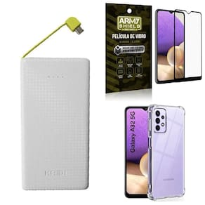 Capa samsung a32 5g + carregador portátil 10k + película 3d