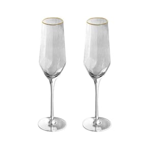 Jogo 2 taças cristal champagne 300 ml borda dourada linha